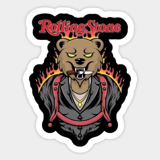 Funy bear stone Sticker